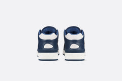B57 MID-TOP SNEAKER Navy Blue And White Smooth Calfskin With Beige And Black Dior Oblique Jacquard