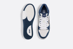 B57 MID-TOP SNEAKER Navy Blue And White Smooth Calfskin With Beige And Black Dior Oblique Jacquard