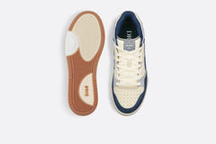 B57 MID-TOP SNEAKER Navy Blue And Cream Smooth Calfskin With Gray Suede