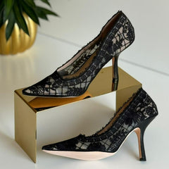 Dior - Capture Pump Black Transparent Mesh Embroidered with Roses