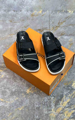 "LV Trainer" Mules In Black "Leather"