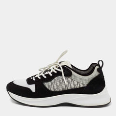 "Dior Black"White Suede And Fabric B25" Lace Up Sneakers