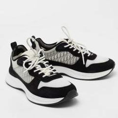 "Dior Black"White Suede And Fabric B25" Lace Up Sneakers