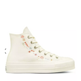 Converse Chuck Taylor All Star Hi Lift Things To Grow embroidered canvas platform sneakers in off white