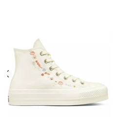 Converse Chuck Taylor All Star Hi Lift Things To Grow embroidered canvas platform sneakers in off white