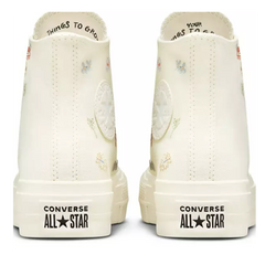 Converse Chuck Taylor All Star Hi Lift Things To Grow embroidered canvas platform sneakers in off white