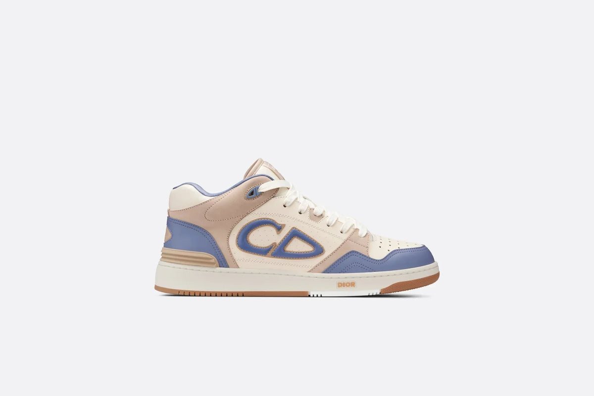 B57 MID-TOP SNEAKER Blue And Cream Smooth Calfskin And Beige Suede