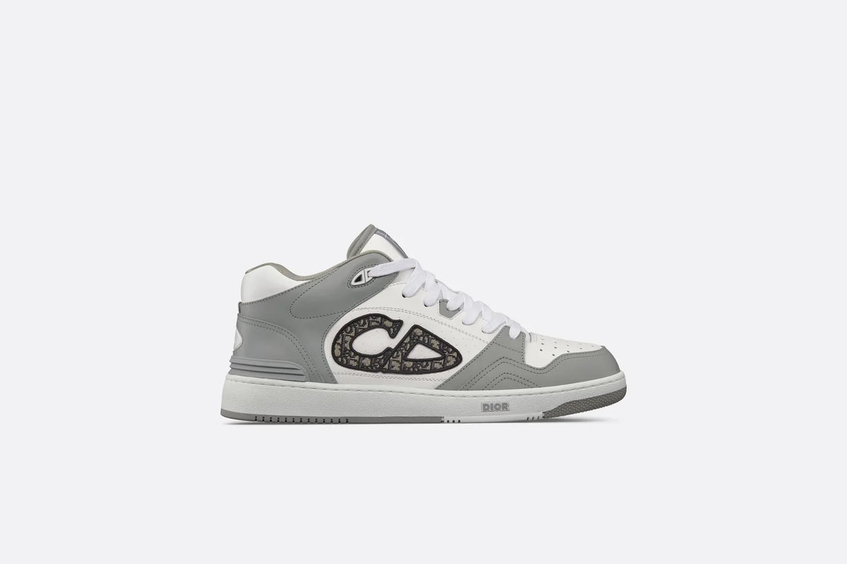B57 MID-TOP SNEAKER Gray And White Smooth Calfskin With Beige And Black