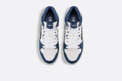 B57 MID-TOP SNEAKER Navy Blue And White Smooth Calfskin With Beige And Black Dior Oblique Jacquard