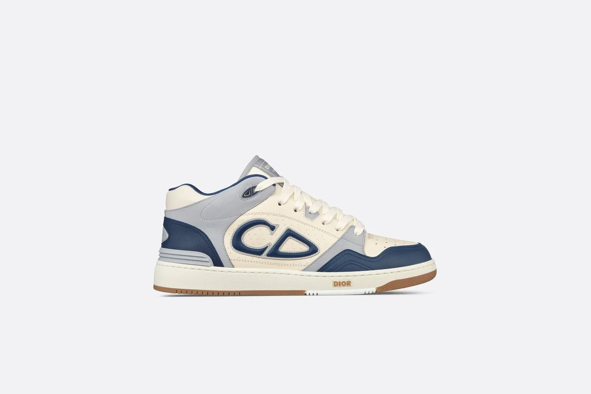 B57 MID-TOP SNEAKER Navy Blue And Cream Smooth Calfskin With Gray Suede