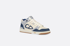 B57 MID-TOP SNEAKER Navy Blue And Cream Smooth Calfskin With Gray Suede