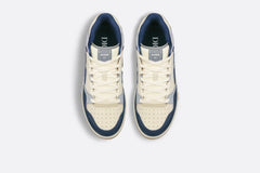 B57 MID-TOP SNEAKER Navy Blue And Cream Smooth Calfskin With Gray Suede