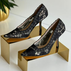 Dior - Capture Pump Black Transparent Mesh Embroidered with Roses