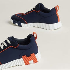 "Brand New Hermes" Bouncing Sneakers "Navy Blue Suede Goatskin"