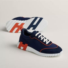 "Brand New Hermes" Bouncing Sneakers "Navy Blue Suede Goatskin"