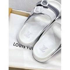 "LV Trainer" Mules In White "Leather"