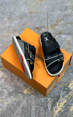 "LV Trainer" Mules In Black "Leather"