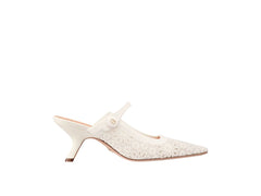 Dior Capture Heeled Mule In Transparent Mesh Embroidered With White Saint-Gall Motif (W)