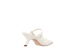 Dior Capture Heeled Mule In Transparent Mesh Embroidered With White Saint-Gall Motif (W)