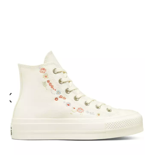 Converse Chuck Taylor All Star Hi Lift Things To Grow embroidered canvas platform sneakers in off white